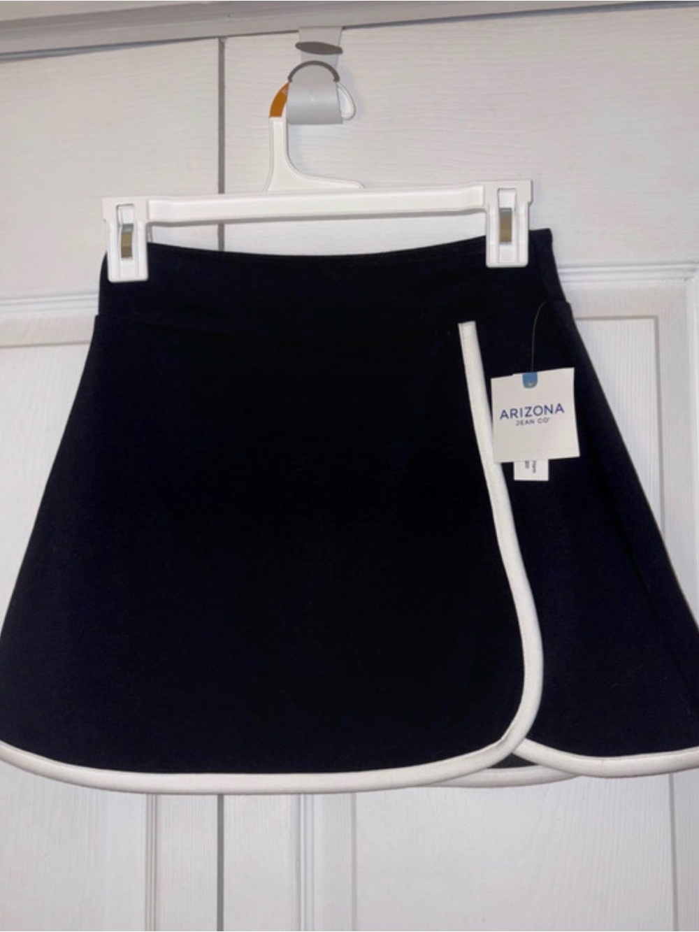 Black Wrap Skirt with White Trim